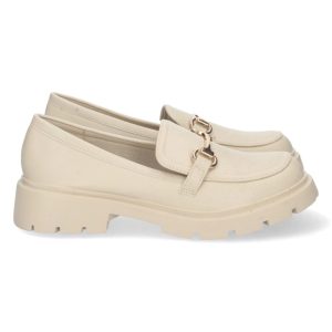 Mocasín beige hebilla decorativa