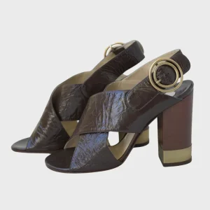 Chloé sandalias de charol marrón Talla 36.5 Nuevas