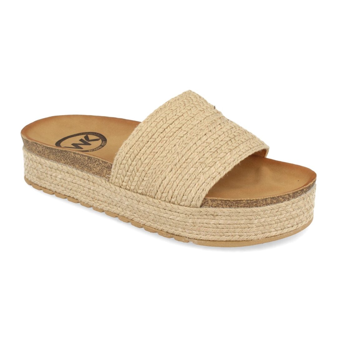 Chancla beige suela corcho trenzada anatómica - Imagen 4