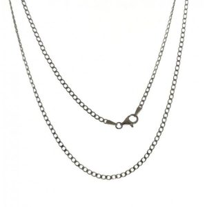 Cadena Plata Barbada 40cms