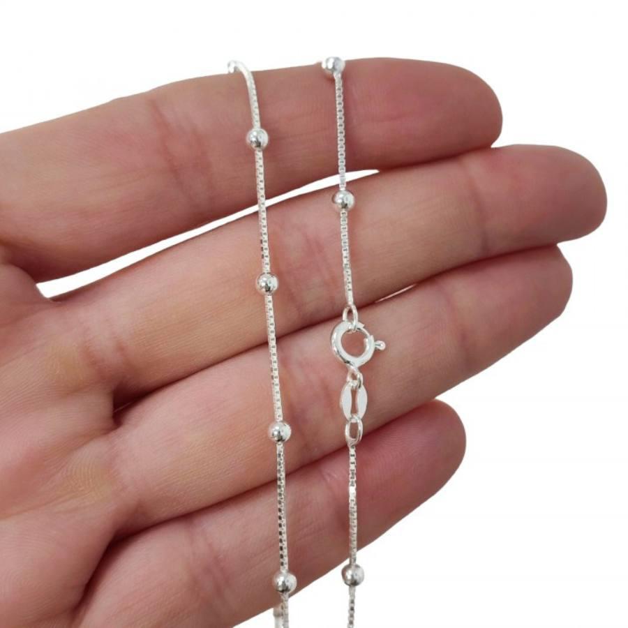 Cadena Plata Combinada Bolas 40cms - Imagen 3