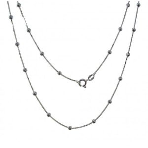 Cadena Plata Combinada Bolas 40cms
