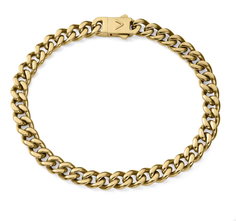 Pulsera de hombre de de acero Ip dorado cadena - Imagen 2