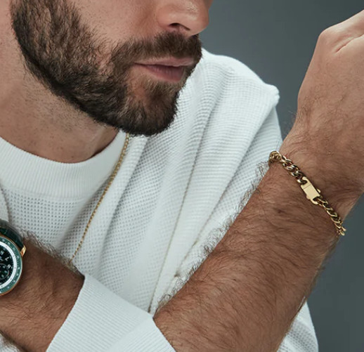 Pulsera de hombre de de acero Ip dorado cadena - Imagen 3