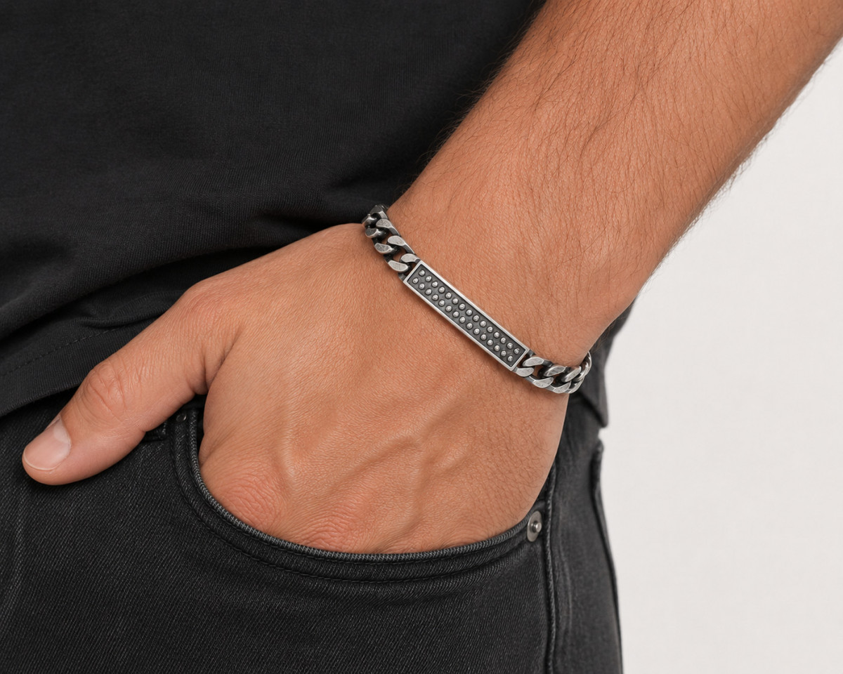 «NOCTIS» pulsera plata envejecida - Imagen 3