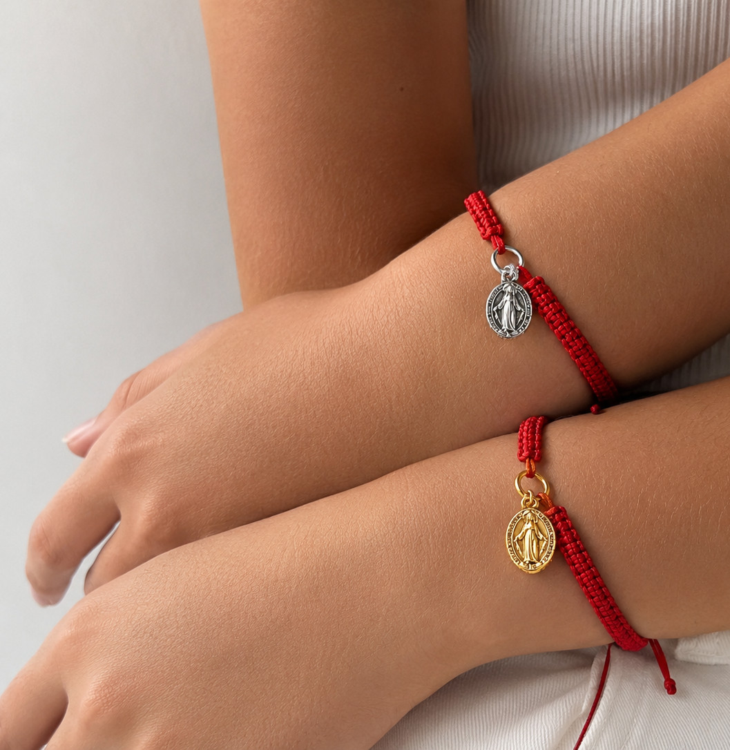 «MIRACLE» pulsera plata e hilo rojo - Imagen 3