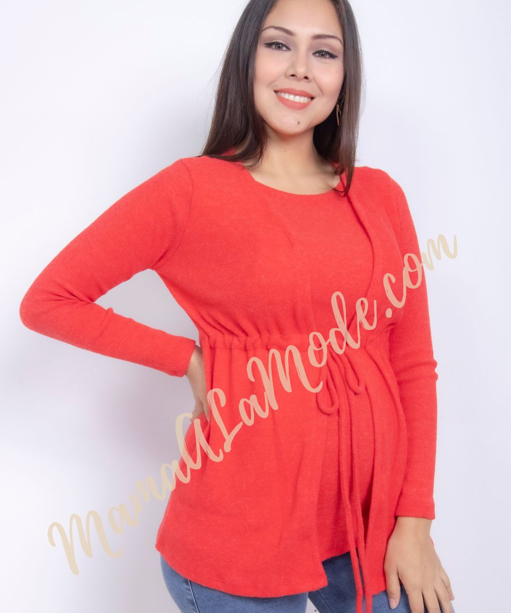 Cárdigan de Maternidad y Lactancia Lariza Rojo - Imagen 3