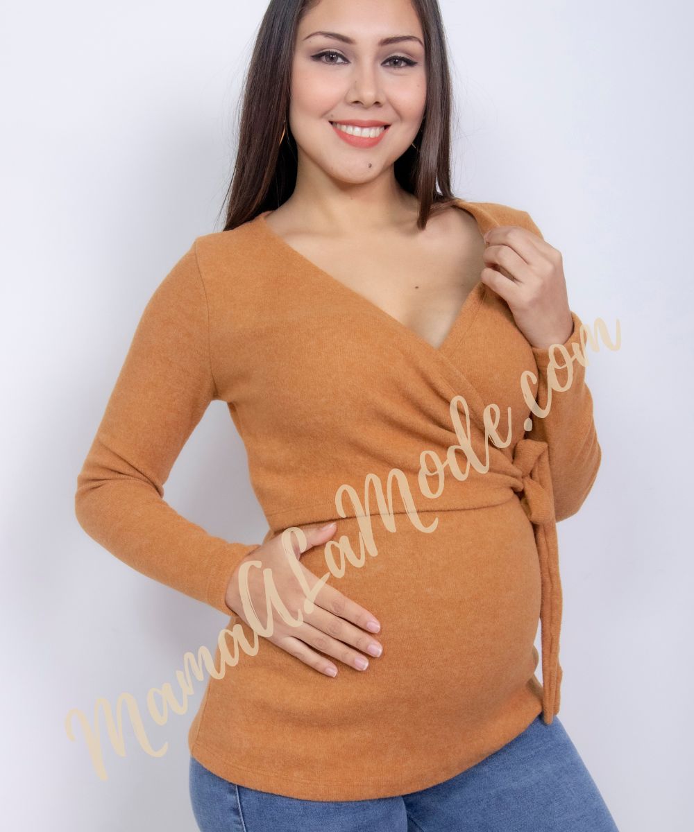 Cárdigan de Maternidad y Lactancia Lea Camel - Imagen 3