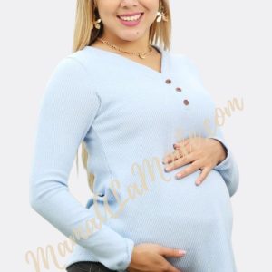 Sweater de Maternidad y Lactancia Roma Celeste