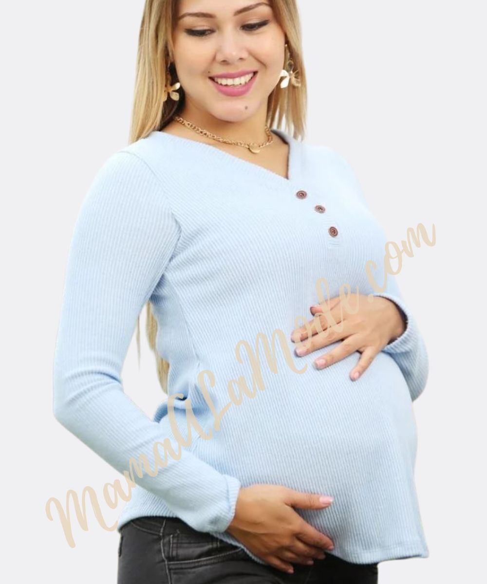 Sweater de Maternidad y Lactancia Roma Celeste