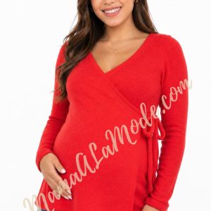 Cárdigan de Maternidad y Lactancia Ruby Rojo