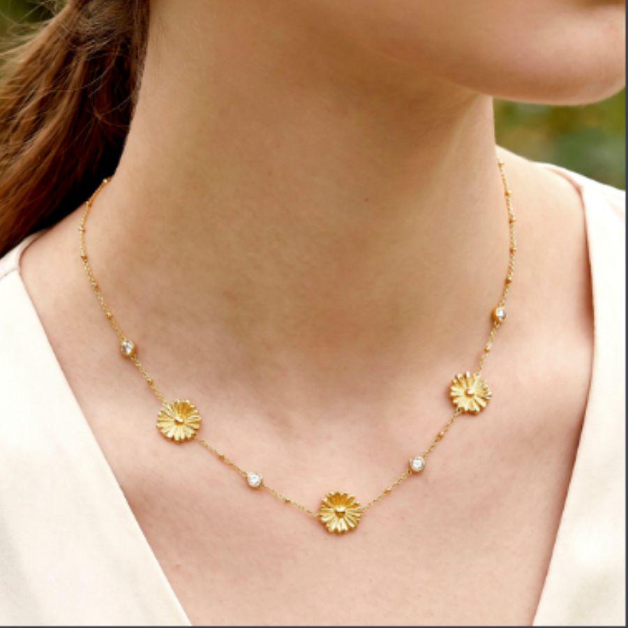 Collar Lotus Style Boho Acero Dorado Flores - Imagen 3