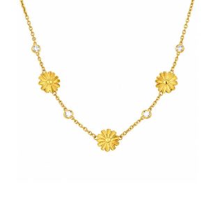 Collar Lotus Style Boho Acero Dorado Flores