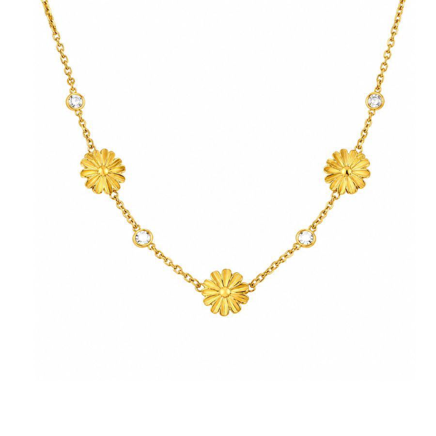 Collar Lotus Style Boho Acero Dorado Flores