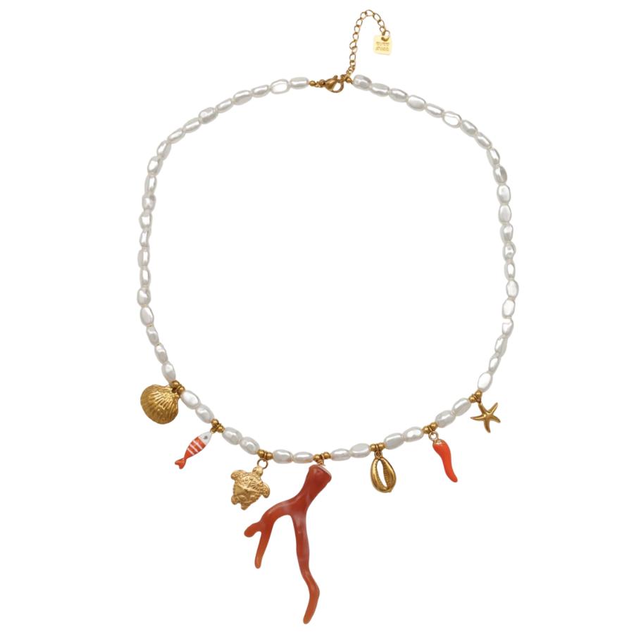 Collar Perlas Y Ramas Sintéticas Charms Acero - Imagen 3
