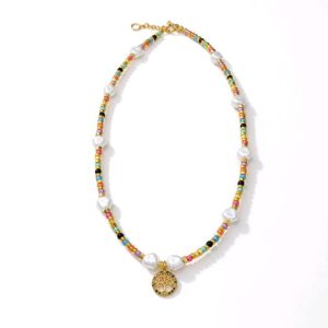 Collar Viceroy Acero Dorado Perlas Árbol