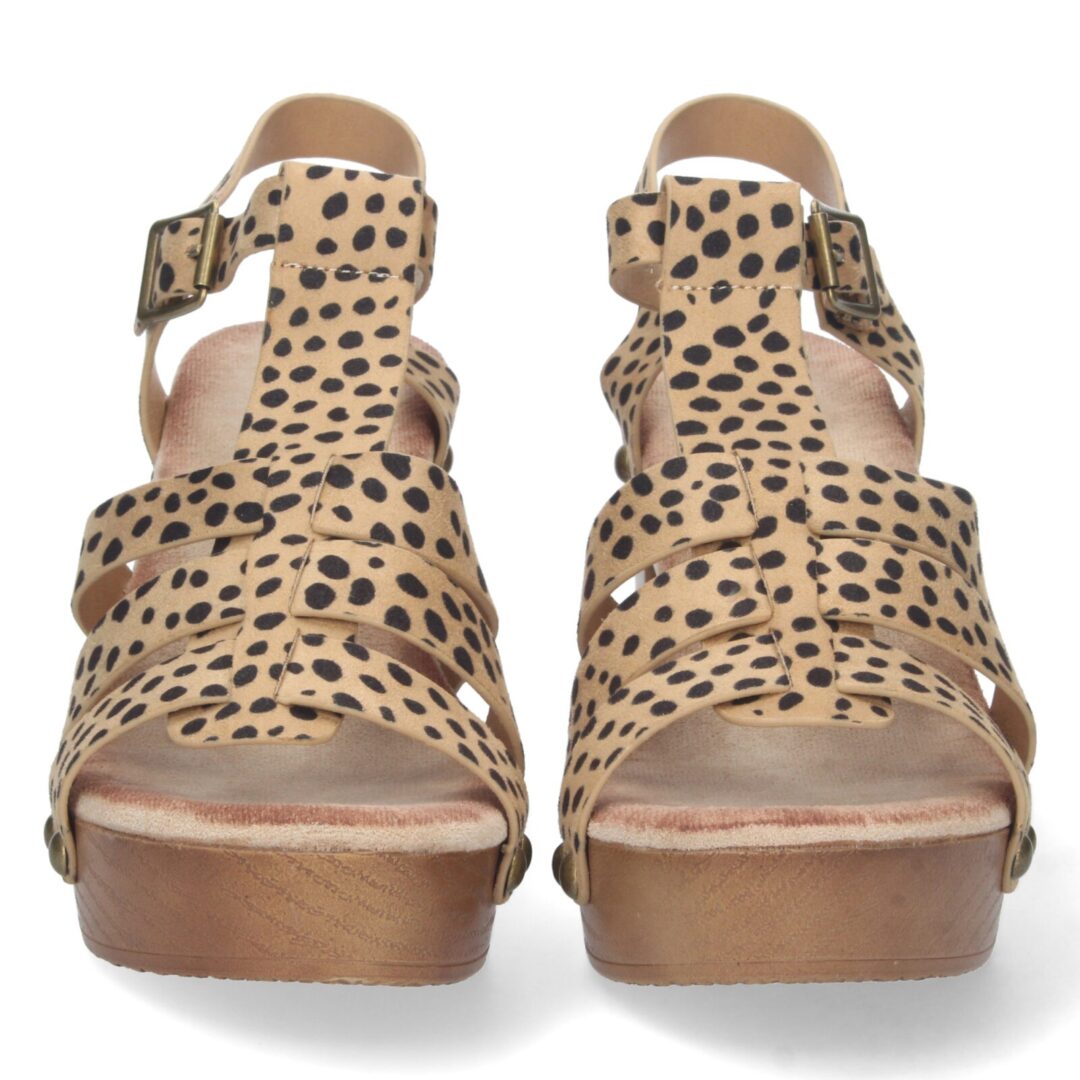 Sandalias tacón cruzadas manchas negras - Imagen 4