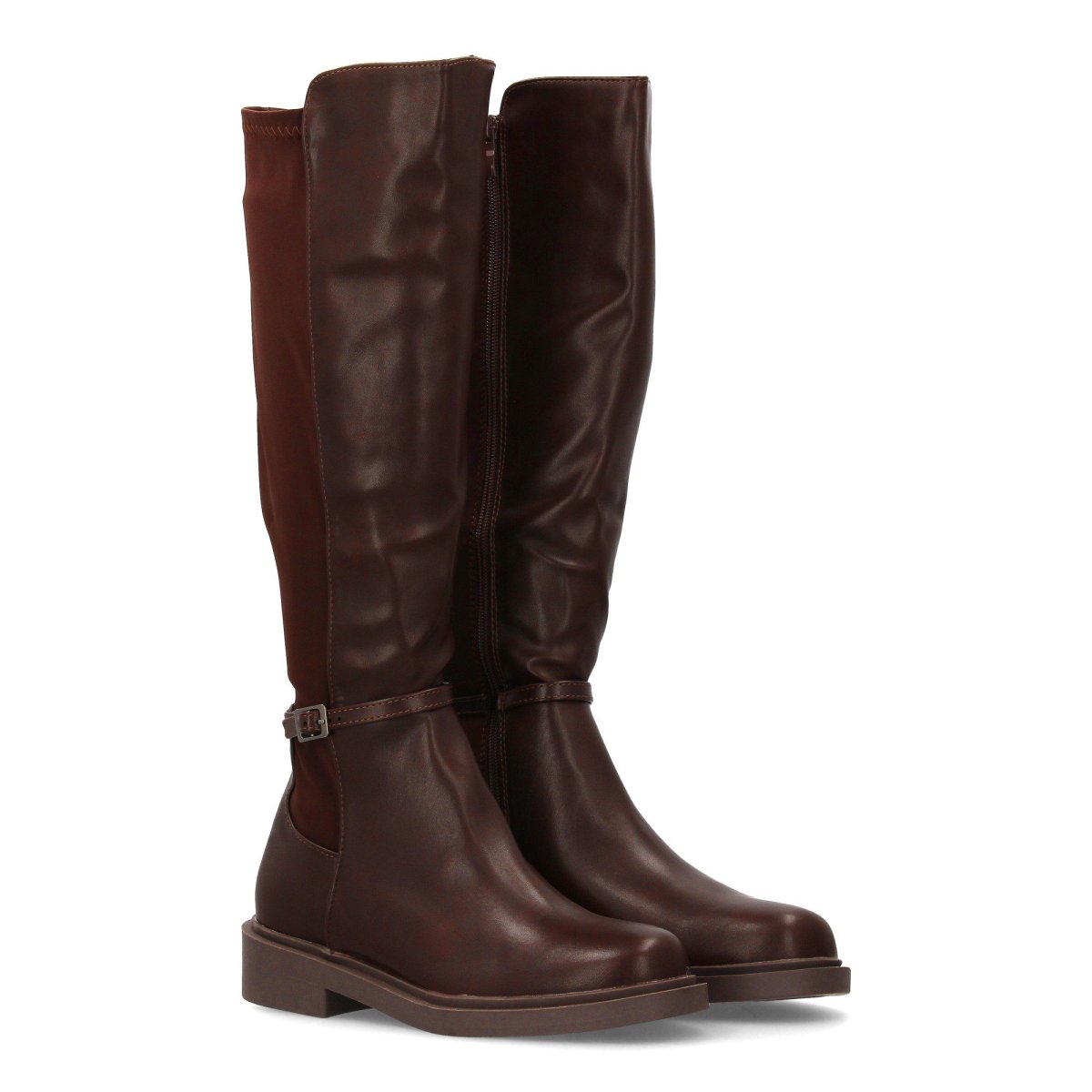 Botas altas estilo montar marrones con cremallera