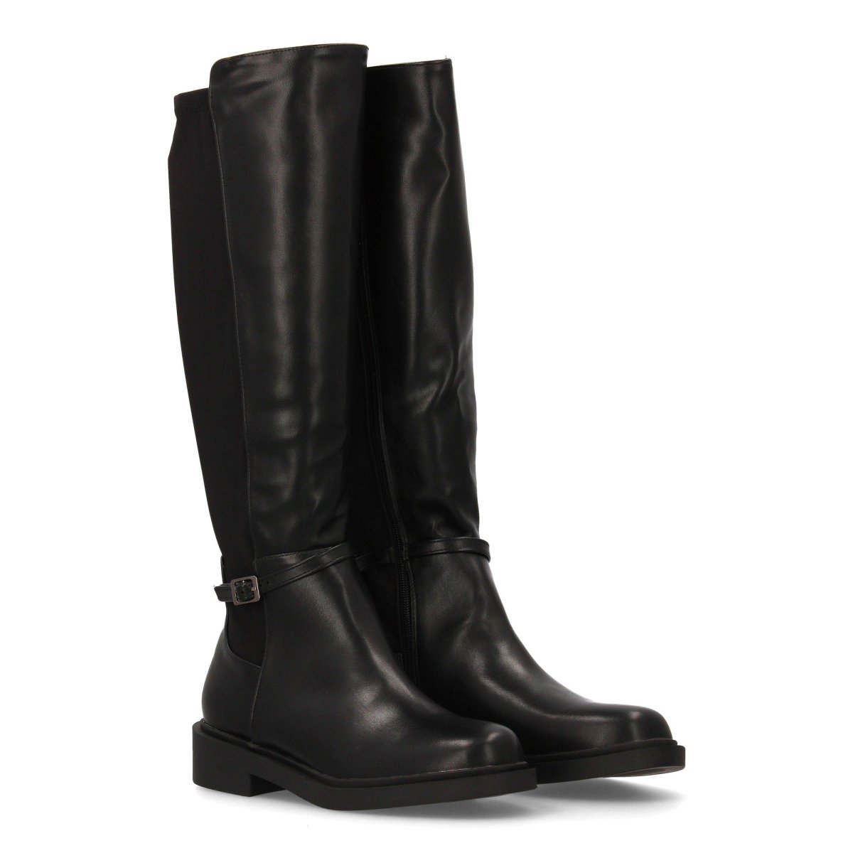 Botas altas negras hebilla decorativa
