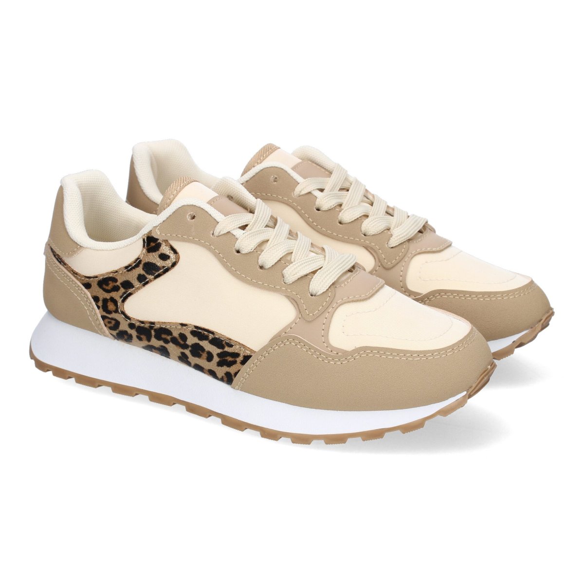 Zapatillas deportivas mujer estampado leopardo beige