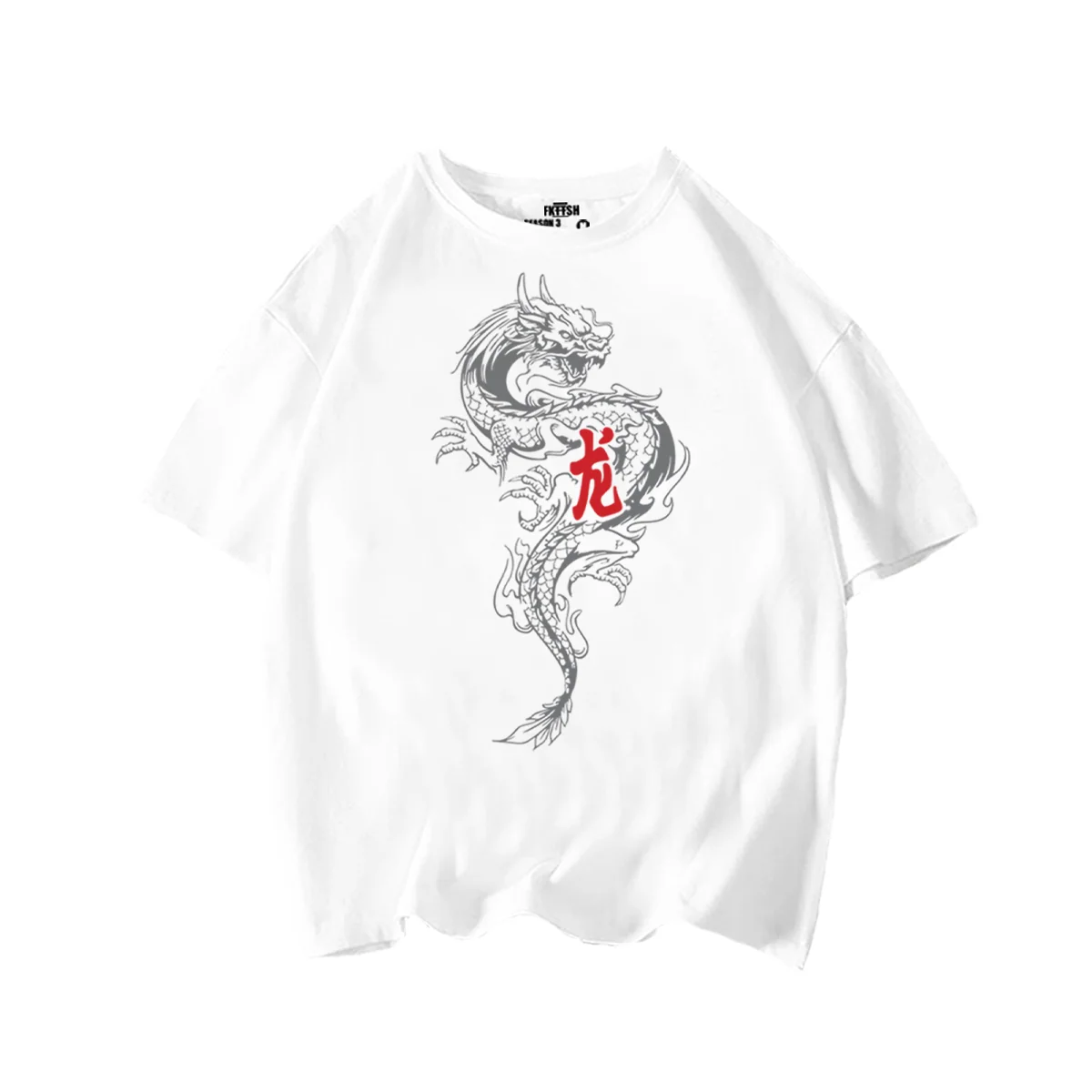 Playera Classic Oversize Dragon Gris FK - Imagen 4