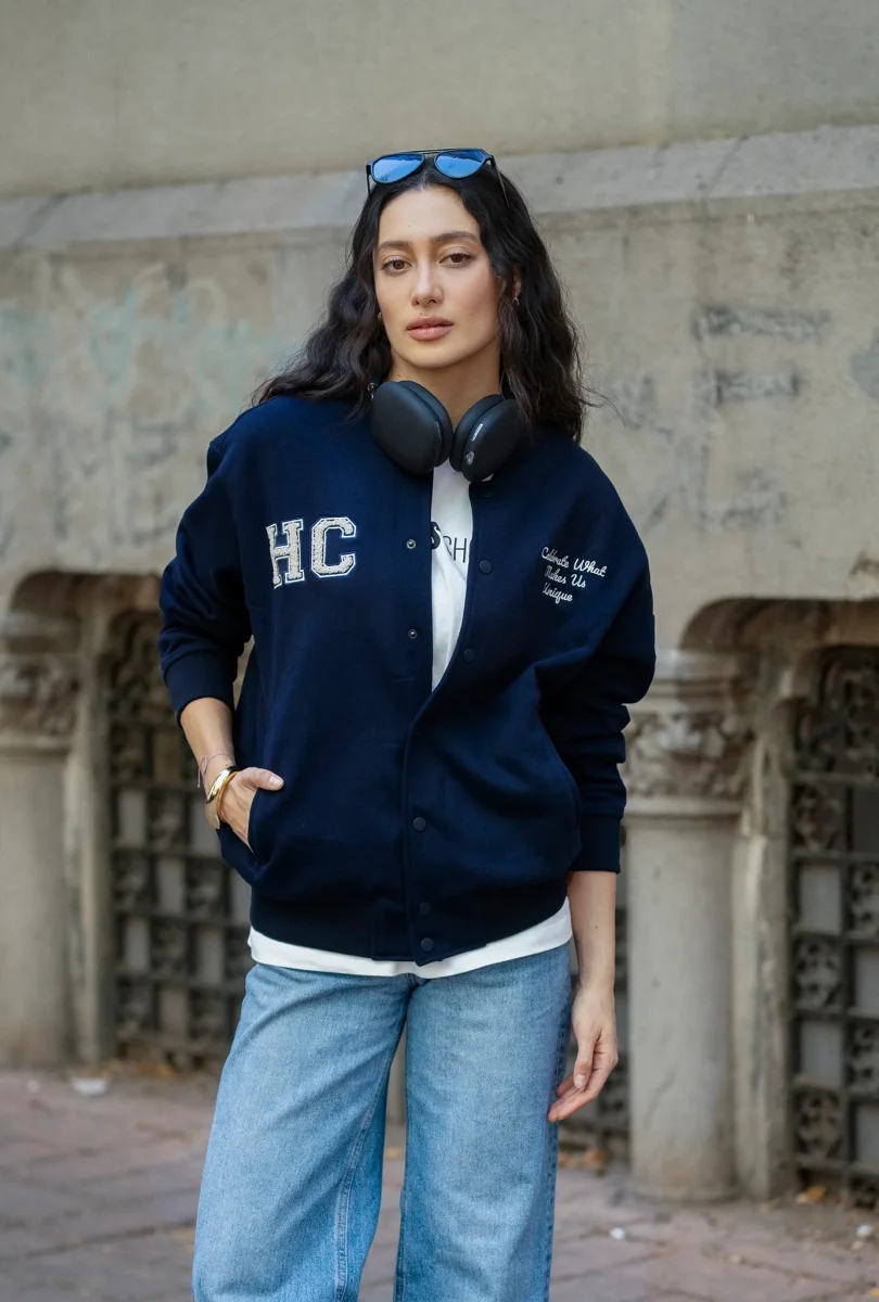 Midnight Blue Varsity Jacket - Imagen 7