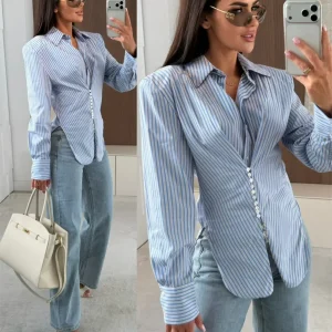 CAMISA DE RAYAS AZULES Y BLANCAS