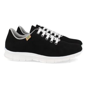 Zapatilla deportiva bio negra cordones blancos