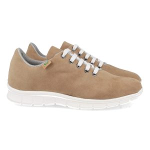Zapatillas bio taupe cordones blancos