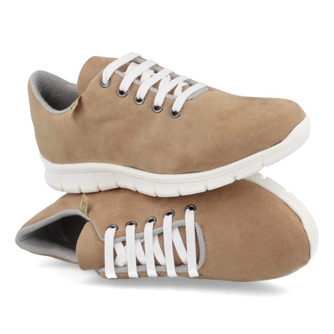 Zapatillas bio taupe cordones blancos - Imagen 6