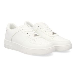 Zapatillas deportivas blancas suela gruesa