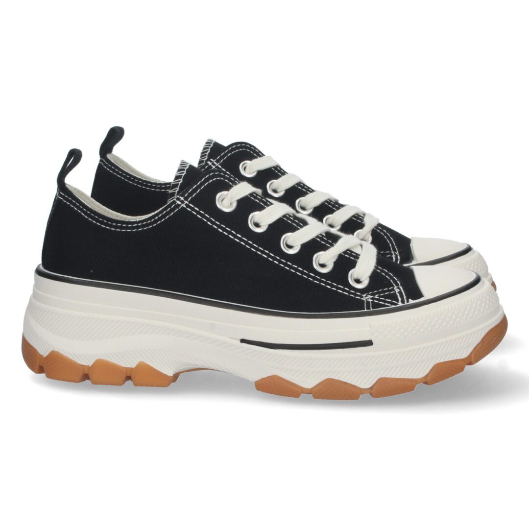 Zapatillas de lona con plataforma estilo bamba negro - Imagen 2
