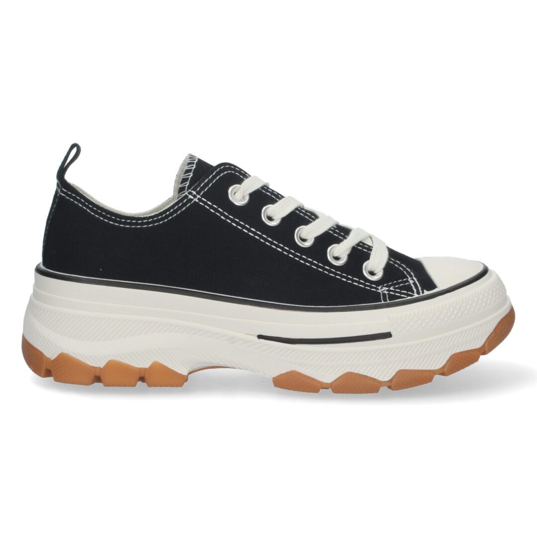 Zapatillas de lona con plataforma estilo bamba negro - Imagen 3