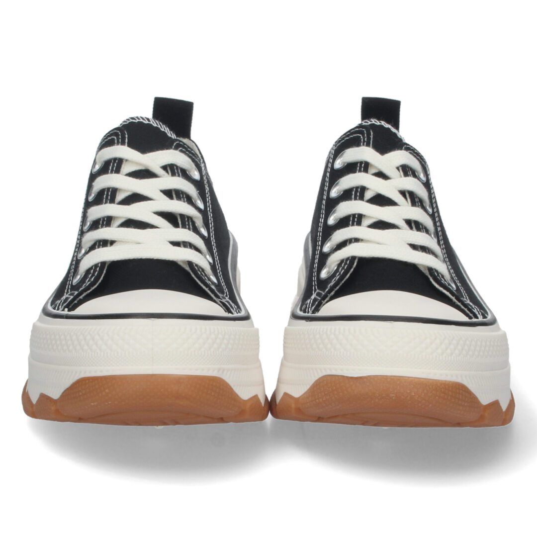Zapatillas de lona con plataforma estilo bamba negro - Imagen 4