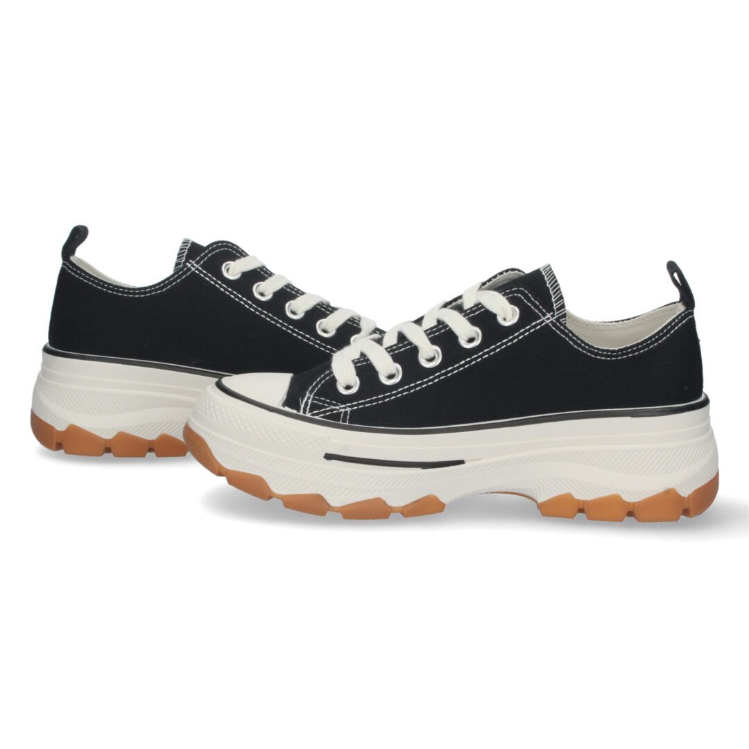 Zapatillas de lona con plataforma estilo bamba negro - Imagen 6