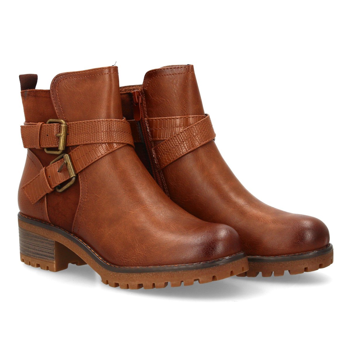Botines casual marrón hebilla dorada - Imagen 2