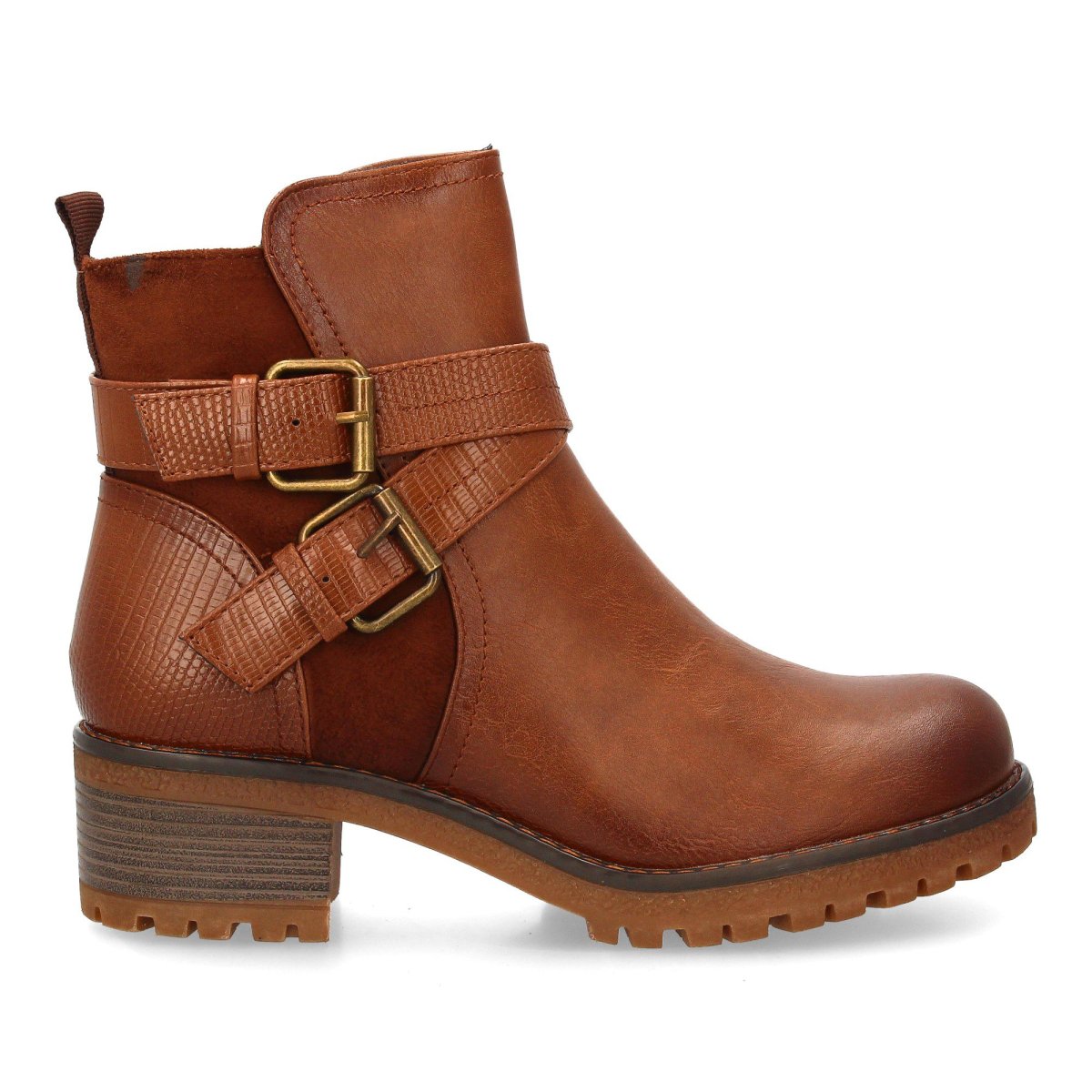 Botines casual marrón hebilla dorada - Imagen 3