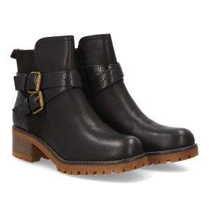 Botines casuales negro doble hebilla