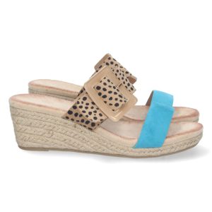 Sandalias cuña azul trenzada