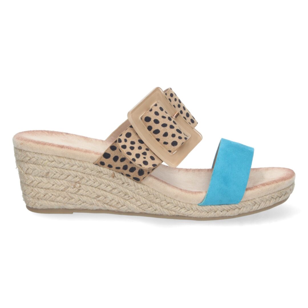 Sandalias cuña azul trenzada - Imagen 3