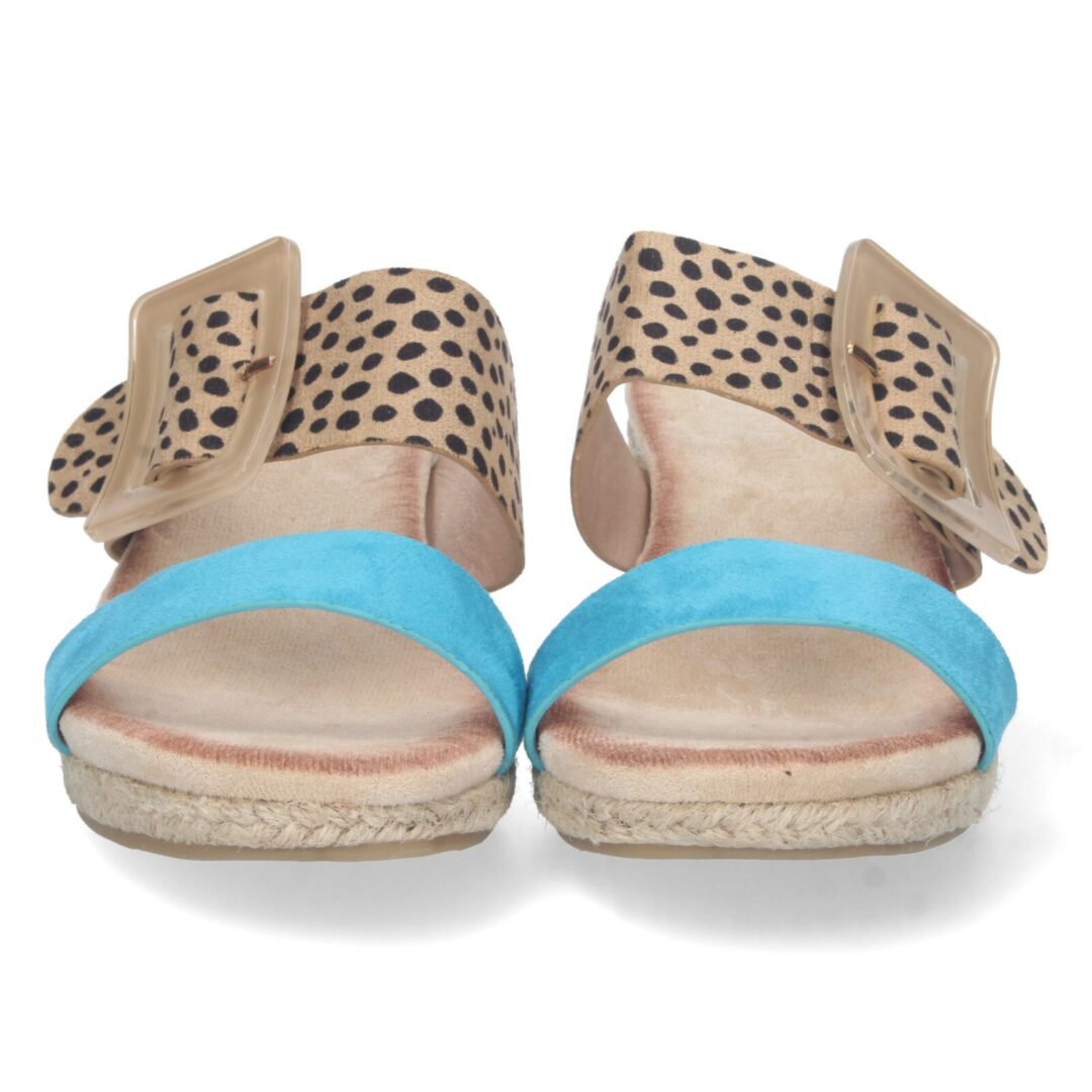 Sandalias cuña azul trenzada - Imagen 4