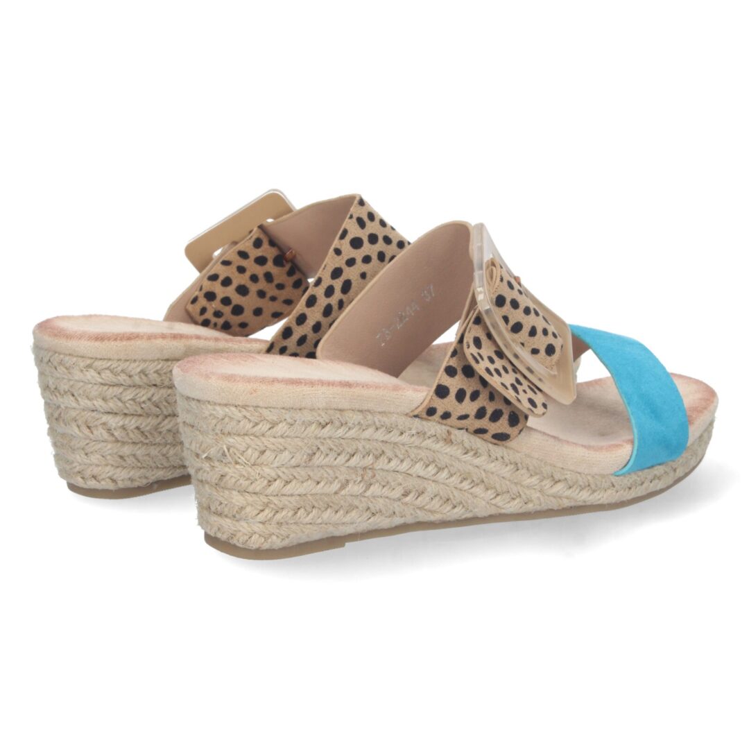 Sandalias cuña azul trenzada - Imagen 5