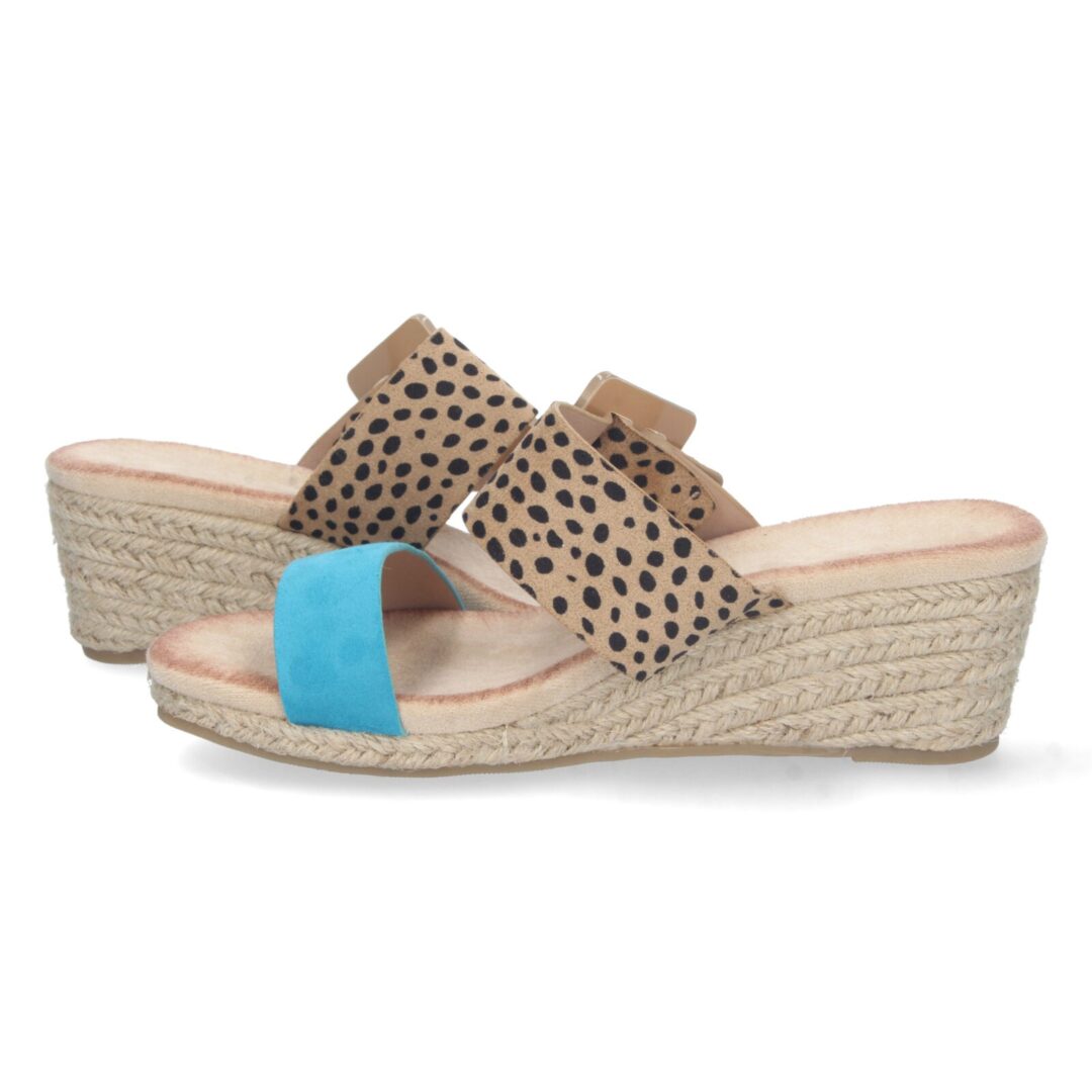 Sandalias cuña azul trenzada - Imagen 6
