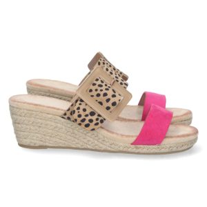 Sandalias negras cuña lunares Leofu