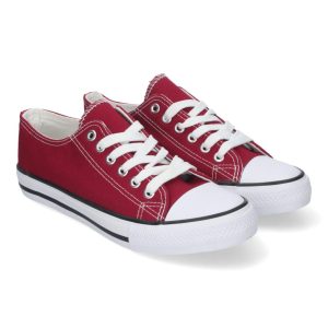 Zapatillas Planas Bamba Lona Mujer burdeos