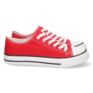 Zapatillas Planas Bamba Lona Mujer rojo