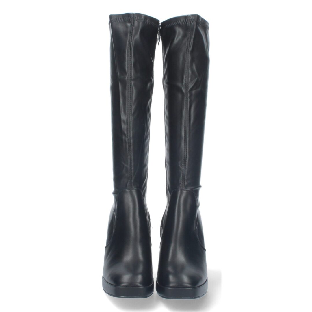 Bota tacón cuadrado alto negro - Imagen 4