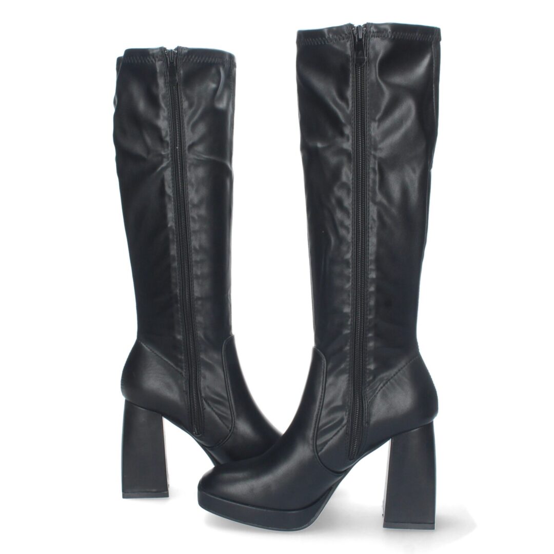 Bota tacón cuadrado alto negro - Imagen 6