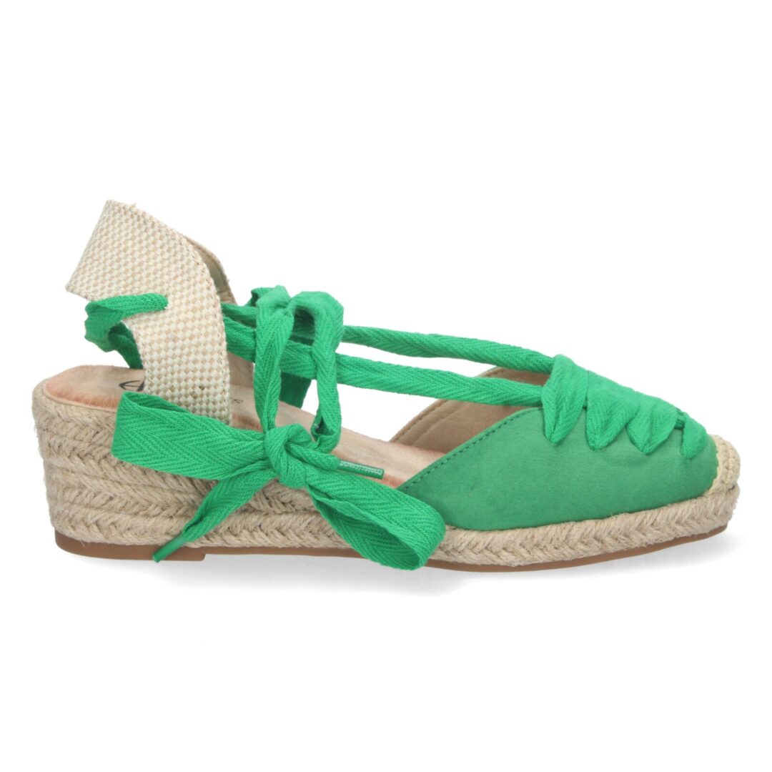 Alpargata verde con cuña y nudos - Imagen 3
