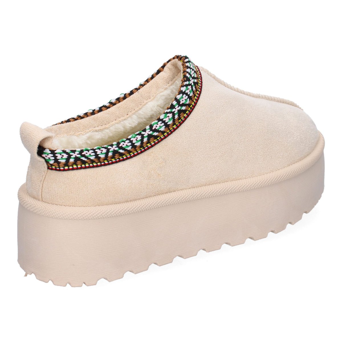 Zuecos Plataforma Bordados Beige - Imagen 5